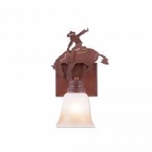 Avalanche Ranch Lighting H17155TT-02 - Parkshire Single Sconce - Bucking Bronco - Two-Toned Amber Cream Bell Glass - Rust Patina Finish