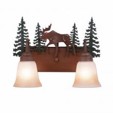 Avalanche Ranch Lighting H32227TT-03 - Wasatch Double Bath Vanity Light - Mountain Moose - Two-Toned Amber Cream Bell Glass