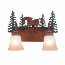 Avalanche Ranch Lighting H32235TT-03 - Wasatch Double Bath Vanity Light - Mountain Horse - Two-Toned Amber Cream Bell Glass