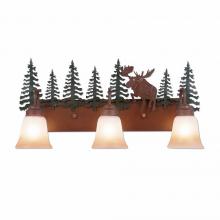 Avalanche Ranch Lighting H32322TT-03 - Wasatch Triple Bath Vanity Light - Alaska Moose - Two-Toned Amber Cream Bell Glass - Cedar Green