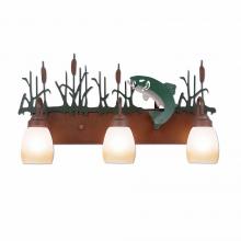 Avalanche Ranch Lighting H32381ET-05 - Wasatch Triple Bath Vanity Light - Trout - Two-Toned Amber Egg Bell Glass - Fish Stain