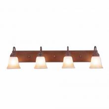 Avalanche Ranch Lighting H32401TT-02 - Wasatch Quad Bath Vanity Light - Rustic Plain - Two-Toned Amber Cream Bell Glass