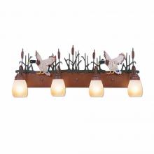 Avalanche Ranch Lighting H32466ET-06 - Wasatch Quad Bath Vanity Light - Mallard - Two-Toned Amber Egg Bell Glass - Waterfowl Gray
