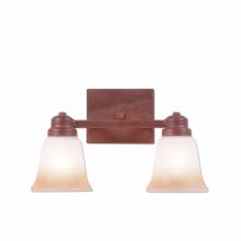 Avalanche Ranch Lighting H37201TT-02 - Parkshire Double Bath Vanity Light - Rustic Plain - Two-Toned Amber Cream Bell Glass