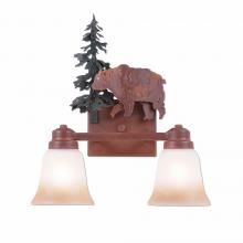 Avalanche Ranch Lighting H37226TT-03 - Parkshire Double Bath Vanity Light - Bear - Two-Toned Amber Cream Bell Glass - Cedar Green