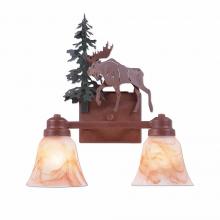 Avalanche Ranch Lighting H37227AS-03 - Parkshire Double Bath Vanity Light - Mountain Moose - Marbled Amber Swirl Bell Glass
