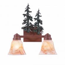 Avalanche Ranch Lighting H37250AS-03 - Parkshire Double Bath Vanity Light - Hemlock - Marbled Amber Swirl Bell Glass - Cedar Green