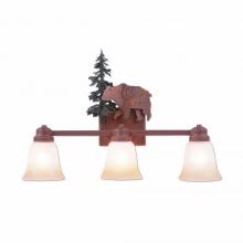 Avalanche Ranch Lighting H37326TT-03 - Parkshire Triple Bath Vanity Light - Bear - Two-Toned Amber Cream Bell Glass - Cedar Green
