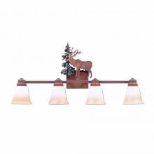 Avalanche Ranch Lighting H37423TT-03 - Parkshire Quad Bath Vanity Light - Valley Elk - Two-Toned Amber Cream Bell Glass - Cedar Green