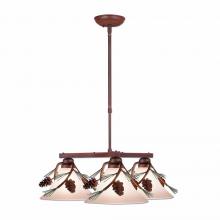 Avalanche Ranch Lighting H43320CT-04 - Cedarwood Chandelier 3 light - Pine Cone - Two-Toned Amber Cream Cone Glass - Pine Tree Green