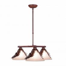Avalanche Ranch Lighting H43340CT-02 - Cedarwood Chandelier 3 light - Spruce Cone - Two-Toned Amber Cream Cone Glass - Rust Patina Finish