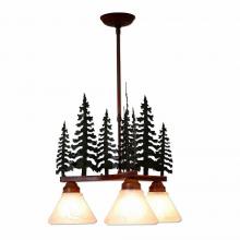 Avalanche Ranch Lighting H43343CW-03 - Cedarwood Chandelier 3 light - Cedar Tree - Opal White Cone Glass - Cedar Green