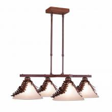 Avalanche Ranch Lighting H43440CT-02 - Cedarwood Chandelier 4 light - Spruce Cone - Two-Toned Amber Cream Cone Glass - Rust Patina Finish