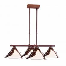 Avalanche Ranch Lighting H43540CW-02 - Cedarwood Chandelier 5 light - Spruce Cone - Opal White Cone Glass - Rust Patina Finish