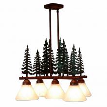 Avalanche Ranch Lighting H43543CW-03 - Cedarwood Chandelier 5 light - Cedar Tree - Opal White Cone Glass - Cedar Green