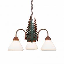 Avalanche Ranch Lighting H43643CW-03 - Cedarlake Triple Chandelier - Cedar Tree - Opal White Cone Glass - Cedar Green