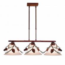 Avalanche Ranch Lighting H43820CT-04 - Cedarwood Kitchen Island Light Triple - Pine Cone - Two-Toned Amber Cream Cone Glass