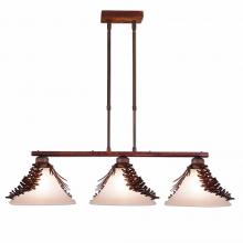 Avalanche Ranch Lighting H43840CT-02 - Cedarwood Kitchen Island Light Triple - Spruce Cone - Two-Toned Amber Cream Cone Glass