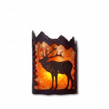 Avalanche Ranch Lighting M13233AM-28 - Cascade Sconce Small - Mountain Elk - Amber Mica Shade - Dark Bronze Metallic Finish