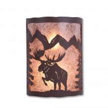 Avalanche Ranch Lighting M13322AL-27 - Cascade Sconce Large - Alaska Moose - Almond Mica Shade - Rustic Brown Finish