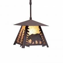 Avalanche Ranch Lighting M23525AL-ST-27 - Smoky Mountain Pendant Small - Mountain Bear - Almond Mica Shade - Rustic Brown Finish