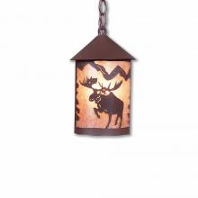 Avalanche Ranch Lighting M24422AL-CH-27 - Cascade Pendant Small - Alaska Moose - Almond Mica Shade - Rustic Brown Finish - Chain