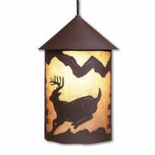 Avalanche Ranch Lighting M24630AL-ST-27 - Cascade Pendant Large - Mountain Deer - Almond Mica Shade - Rustic Brown Finish - Adjustable Stem