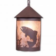 Avalanche Ranch Lighting M24681AL-CH-27 - Cascade Pendant Large - Trout - Almond Mica Shade - Rustic Brown Finish - Chain
