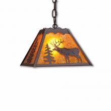 Avalanche Ranch Lighting M26323AM-CH-27 - Rocky Mountain Pendant Small - Valley Elk - Amber Mica Shade - Rustic Brown Finish - Chain