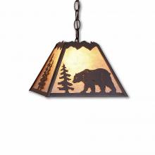 Avalanche Ranch Lighting M26325AL-CH-27 - Rocky Mountain Pendant Small - Mountain Bear - Almond Mica Shade - Rustic Brown Finish - Chain