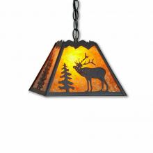 Avalanche Ranch Lighting M26333AM-CH-27 - Rocky Mountain Pendant Small - Mountain Elk - Amber Mica Shade - Rustic Brown Finish - Chain