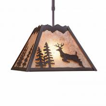 Avalanche Ranch Lighting M26521AL-ST-27 - Rocky Mountain Pendant Large - Valley Deer - Almond Mica Shade - Rustic Brown Finish