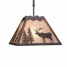 Avalanche Ranch Lighting M26523AL-ST-27 - Rocky Mountain Pendant Large - Valley Elk - Almond Mica Shade - Rustic Brown Finish