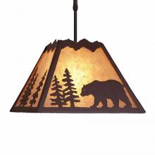 Avalanche Ranch Lighting M26525AL-ST-27 - Rocky Mountain Pendant Large - Mountain Bear - Almond Mica Shade - Rustic Brown Finish