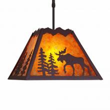 Avalanche Ranch Lighting M26527AM-ST-27 - Rocky Mountain Pendant Large - Mountain Moose - Amber Mica Shade - Rustic Brown Finish