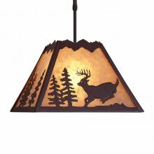 Avalanche Ranch Lighting M26530AL-ST-27 - Rocky Mountain Pendant Large - Mountain Deer - Almond Mica Shade - Rustic Brown Finish