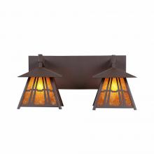 Avalanche Ranch Lighting M35272AM-27 - Smoky Mountain Double Bath Vanity Light - Eastlake - Amber Mica Shade - Rustic Brown Finish