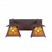 Avalanche Ranch Lighting M35274AM-27 - Smoky Mountain Double Bath Vanity Light - Southview - Amber Mica Shade - Rustic Brown Finish
