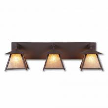 Avalanche Ranch Lighting M35301AL-27 - Smoky Mountain Triple Bath Vanity Light Extra Small - Rustic Plain - Almond Mica Shade