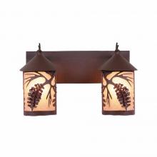 Avalanche Ranch Lighting M38240AL-27 - Cascade Double Bath Vanity Light - Spruce Cone - Almond Mica Shade - Rustic Brown Finish