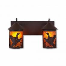 Avalanche Ranch Lighting M38264AM-27 - Cascade Double Bath Vanity Light - Loon - Amber Mica Shade - Rustic Brown Finish