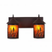 Avalanche Ranch Lighting M38265AM-27 - Cascade Double Bath Vanity Light - Cattails - Amber Mica Shade - Rustic Brown Finish