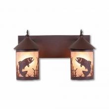 Avalanche Ranch Lighting M38281AL-27 - Cascade Double Bath Vanity Light - Trout - Almond Mica Shade - Rustic Brown Finish