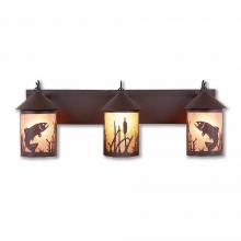 Avalanche Ranch Lighting M38381AL-27 - Cascade Triple Bath Vanity Light - Trout - Almond Mica Shade - Rustic Brown Finish