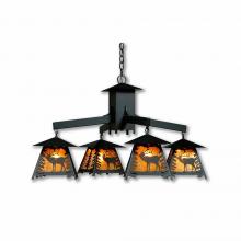 Avalanche Ranch Lighting M41433AM-97 - Smoky Mountain 4 Light Chandelier - Mountain Elk - Amber Mica Shade - Black Iron Finish