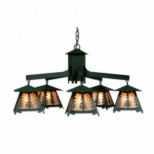 Avalanche Ranch Lighting M41514AL-47 - Smoky Mountain 5 Light Chandelier - Spruce Tree - Almond Mica Shade - Forest Green / Cedar Green