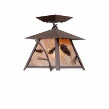 Avalanche Ranch Lighting M47520AL-27 - Smoky Mountain Close-to-Ceiling Small - PIne Cone - Almond Mica Shade - Rustic Brown Finish