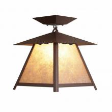 Avalanche Ranch Lighting M47601AL-27 - Smoky Mountain Close-to-Ceiling Large - Rustic Plain - Almond Mica Shade - Rustic Brown Finish