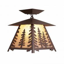 Avalanche Ranch Lighting M47614AL-27 - Smoky Mountain Close-to-Ceiling Large - Spruce Tree - Almond Mica Shade - Rustic Brown Finish