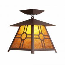 Avalanche Ranch Lighting M47674AM-27 - Smoky Mountain Close-to-Ceiling Large - Southview - Amber Mica Shade - Rustic Brown Finish